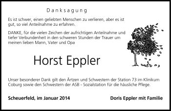 Traueranzeige von Horst Eppler von Neue Presse Coburg