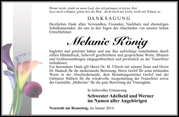 Traueranzeige von Melanie König von Südthüringer Presse