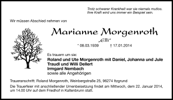 Traueranzeige von Marianne Morgenroth von Neue Presse Coburg