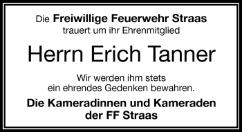 Traueranzeige von Erich Tanner von Frankenpost