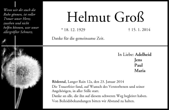 Traueranzeige von Helmut Groß von Neue Presse Coburg