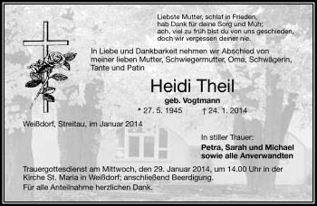 Traueranzeige von Heidi Theil von Frankenpost
