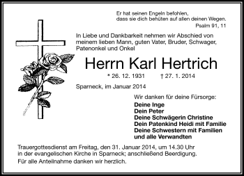 Traueranzeige von Karl Hertrich von Frankenpost