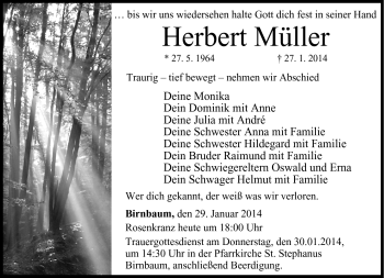 Traueranzeige von Herbert Müller von Neue Presse Coburg