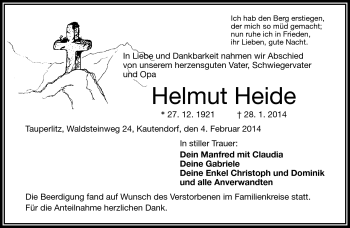 Traueranzeige von Helmut Heide von Frankenpost