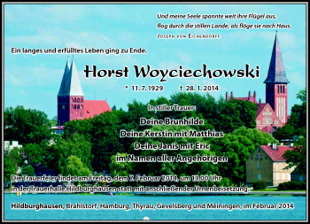 Traueranzeige von Horst Woyciechowski Woyciechowski von Südthüringer Presse