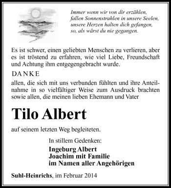 Traueranzeige von Tilo Albert von Südthüringer Presse