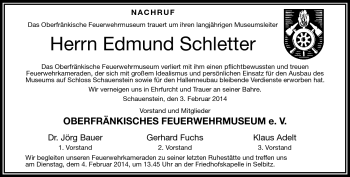 Traueranzeige von Edmund Schletter von Frankenpost