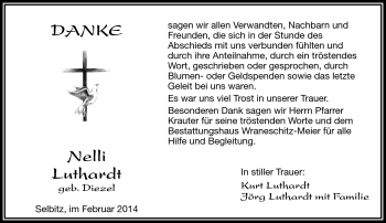Traueranzeige von Nelli Luthardt von Frankenpost