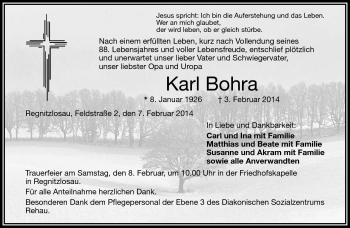 Traueranzeige von Karl Bohra von Frankenpost