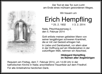 Traueranzeige von Erich Hempfling von Frankenpost