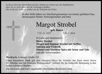 Traueranzeige von Margot Strobel von Neue Presse Coburg