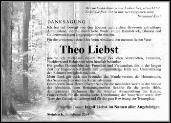 Traueranzeige von Theo Liebst von Südthüringer Presse
