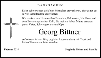 Traueranzeige von Georg Bittner von Neue Presse Coburg