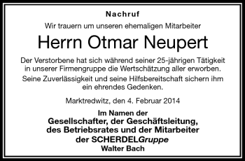Traueranzeige von Otmar Neupert von Frankenpost