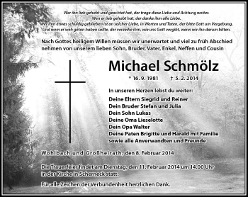 Traueranzeige von Michael Schmölz von Neue Presse Coburg