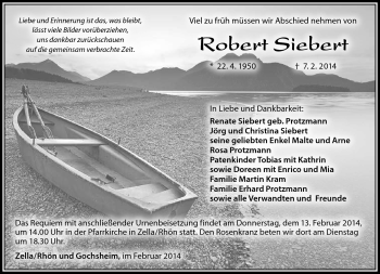 Traueranzeige von Robert Siebert von Südthüringer Presse