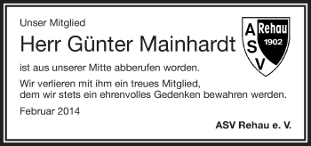 Traueranzeige von Günter Mainhardt von 23317