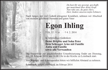 Traueranzeige von Egon Ihling von 26010