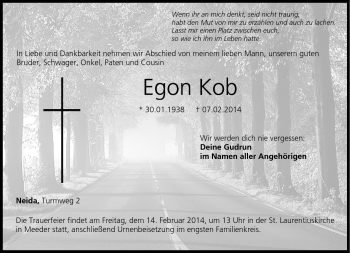 Traueranzeige von Egon Kob von Neue Presse Coburg