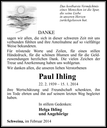 Traueranzeige von Paul Ihlig von Südthüringer Presse