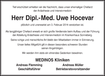 Traueranzeige von Uwe Hocevar von 23022