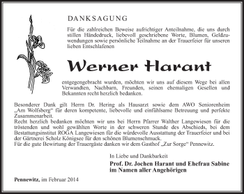 Traueranzeige von Werner Harant von 23019