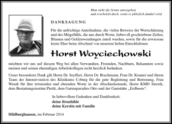 Traueranzeige von Horst Woyciechowski von Südthüringer Presse