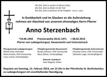 Traueranzeige von Arno Sterzenbach von 23319