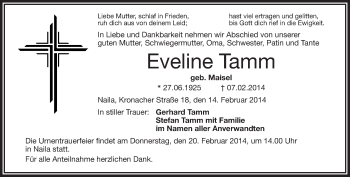 Traueranzeige von Eveline Tamm von 23318