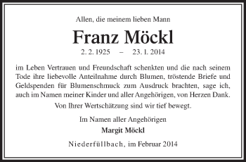 Traueranzeige von Franz Möckl von 23046