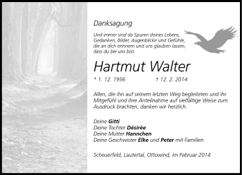 Traueranzeige von Hartmut Walter von Neue Presse Coburg