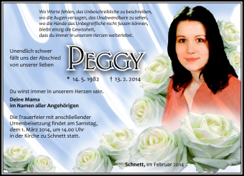 Traueranzeige von Peggy Na von Südthüringer Presse