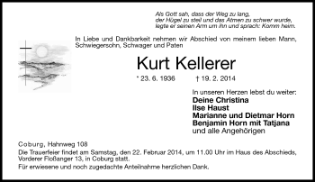 Traueranzeige von Kurt Kellerer von Neue Presse Coburg