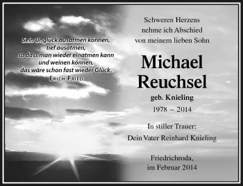 Traueranzeige von Michael Reuchsel von Südthüringer Presse