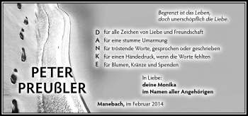 Traueranzeige von Peter Preußler von Südthüringer Presse