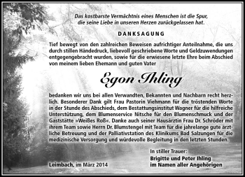 Traueranzeige von Egon Ihling von Südthüringer Presse