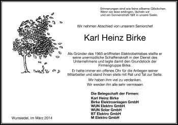 Traueranzeige von Karl Heinz Birke von Frankenpost