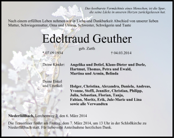 Traueranzeige von Edeltraud Geuther von Neue Presse Coburg
