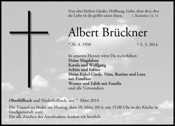 Traueranzeige von Albert Brückner von Neue Presse Coburg
