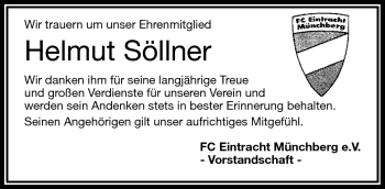 Traueranzeige von Helmut Söllner von Frankenpost