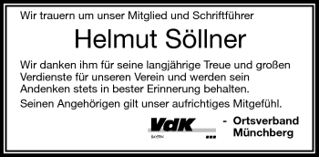 Traueranzeige von Helmut Söllner von Frankenpost