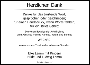 Traueranzeige von Werner Lamm von Neue Presse Coburg