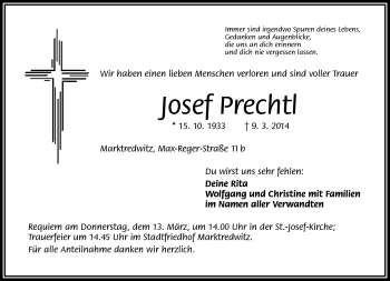 Traueranzeige von Josef Prechtl von Frankenpost