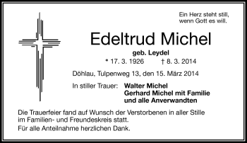 Traueranzeige von Edeltrud Michel von Frankenpost