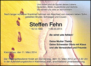 Traueranzeige von Steffen Fehn von Neue Presse Coburg