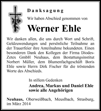Traueranzeige von Werner Ehle von Südthüringer Presse