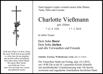 Traueranzeige von Charlotte Vießmann von Neue Presse Coburg