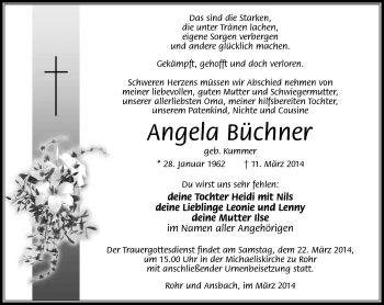 Traueranzeige von Angela Büchner von Südthüringer Presse