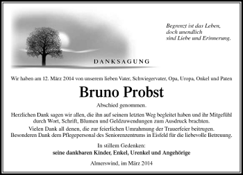 Traueranzeige von Bruno Probst von Südthüringer Presse